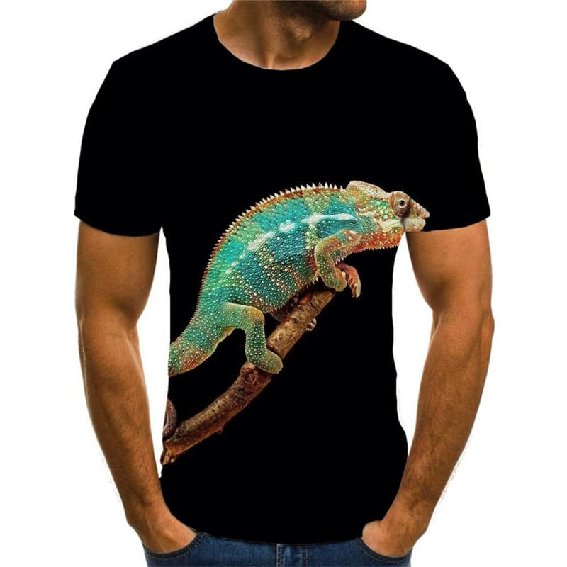
Lizard T-shirt Men Animal T-shirts 3d Black Tshirts Casual Funny Shirt Print
                