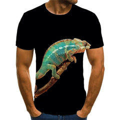 Lizard T-shirt Men Animal T-shirts 3d Black Tshirts Casual Funny Shirt Print