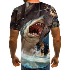 Shark T shirt Men Ocean Tshirt Printed Animal Tshirts Casual War Shirt Print Funny Anime Clothes