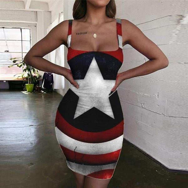 United States Dress Women National Flag Vestido Sexy Stripe Sundress - KYKU