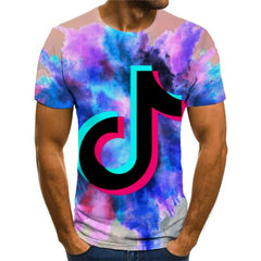 Douyin T-shirt Men Music T-shirts 3d Colorful Tshirts Casual Hip Hop Anime Clothes