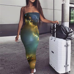 Galaxy Dress Women Space 3d Print Universe Party Black Hole Ladies Dresses