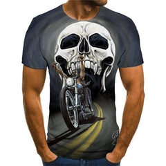 Skull T shirt Men Motorcycle Shirt Print Hip Hop T-shirts 3d Street Anime Clothes