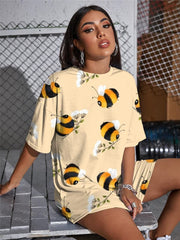 Bee T-shirt Women Animal Punk Rock Flower T-shirts 3d Lovely Funny T shirts