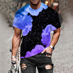 Galaxy T shirt Men Smoke Cloud Anime Clothes Art T-shirts 3d Retro Tshirts Casual