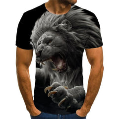 Lion T shirt Men Animal Anime Clothes Ferocious Funny T shirts Harajuku Shirt Print