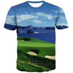 Lawn T shirts Men Golf T shirts Funny Forest Tshirt Anime Natural Tshirts Novelty Game Tshirts Casual