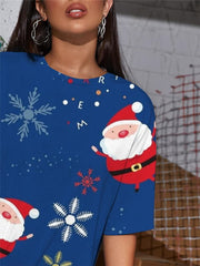 New Year T-shirt Women Santa Claus Gothic Snowflake Tshirt Printed