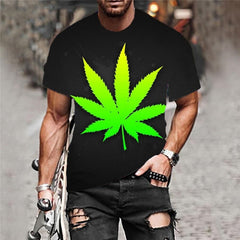 Weeds T shirt Men Green T-shirts 3d Leaves Funny T shirts Short Sleeve summer