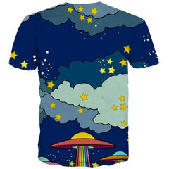 Rainbow T-shirt Men Cloud Shirt Print Ufo Funny T shirts Galaxy Tshirts Casual