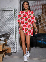 Strawberry T-shirt Women Harajuku Tshirt Printed Red T-shirts 3d Womens Clothing
