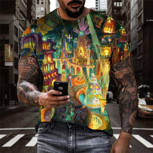 Halloween T-shirt Men Skull Funny T shirts Hip Hop Tshirts Casual Party Shirt Print