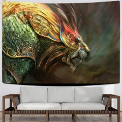 Lion Tapiz Animal Tapestries Anime Rug Wall Colorful Tenture Mandala Nebula Home Tapestrys