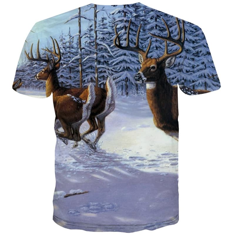 
Deer T-shirt Men Animal Shirt Print Snow T-shirts 3d Tree T shirts Funny
                