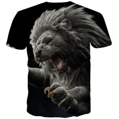 Lion T shirt Men Animal Anime Clothes Ferocious Funny T shirts Harajuku Shirt Print
