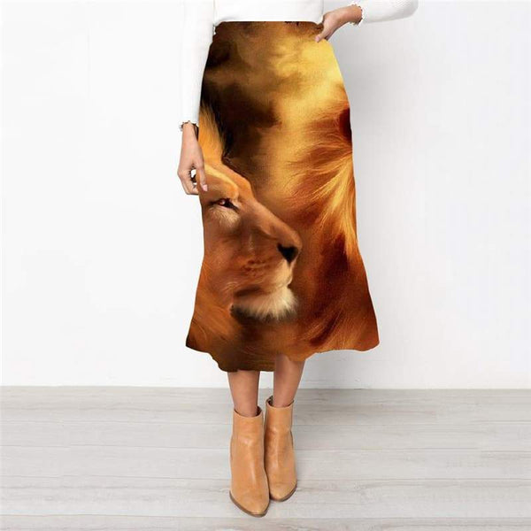 Lion Skirts Women Animal High waist skirts Anime Skirt Ladies Love Rock Frauen Nebula School skirt - KYKU