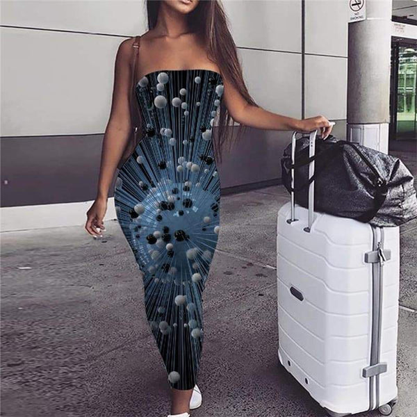 Geometric Dress Women Psychedelic Party Vortex Boho Black And White Bodycon Dress Ball Vestido Sexy - KYKU