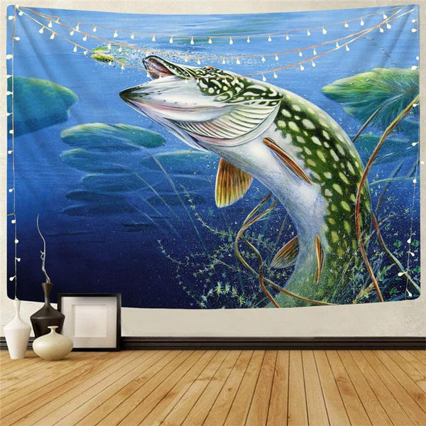 Fish Tapiz Animal Wall Tapestry Fishinger Rug Wall Art Tapestries Wall  Hanging - 96x59inch