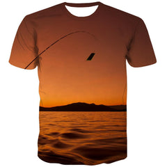 fishing T-shirt Men fish T-shirts Graphic sea Tshirt Printed Short Sleeve summer - KYKU