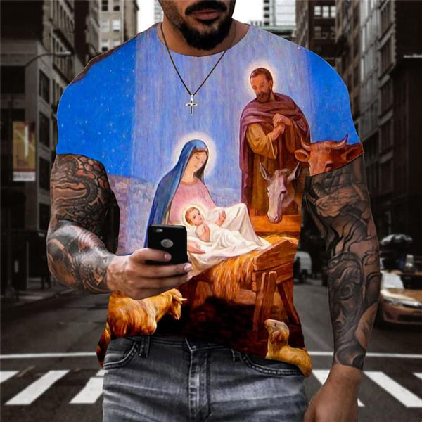 Christian T shirt Men Animal Anime Clothes Jesus Tshirts Casual Galaxy Funny T shirts