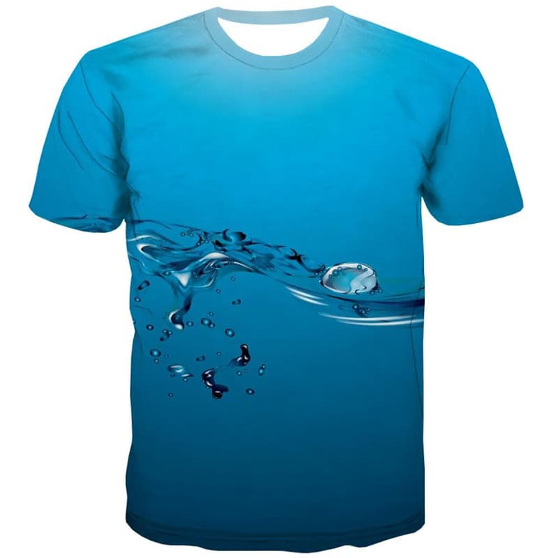 
Water Droplets T shirt Men Blue Shirt Print Harajuku Funny T shirts Novel Anime Clothes
                