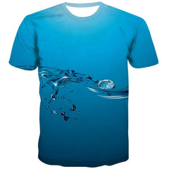 Water Droplets T shirt Men Blue Shirt Print Harajuku Funny T shirts Novel Anime Clothes