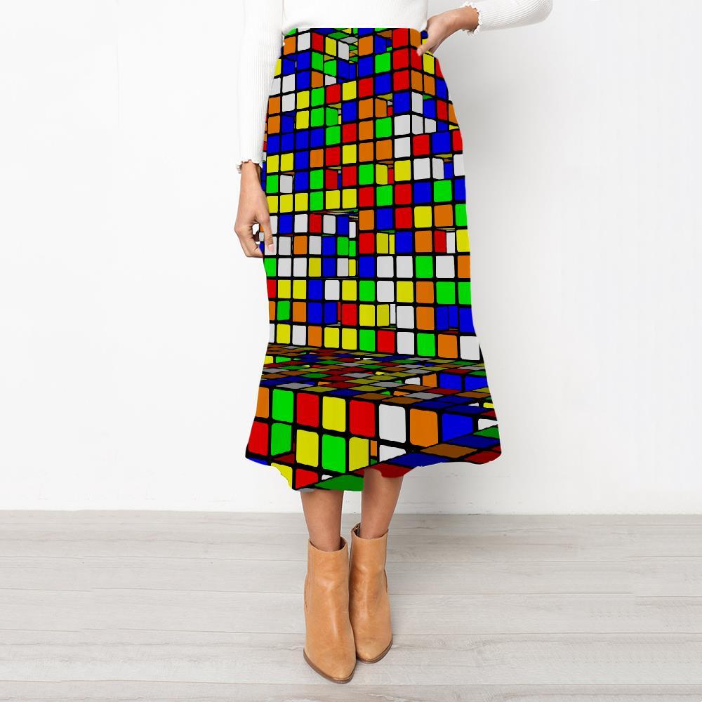 
Geometric Skirts Women Psychedelic High waist skirts Vortex Rock Frauen Color Stereo School skirt - KYKU
                
