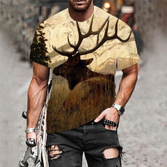 Animal T shirt Men Hunting Tshirt Printed Landscape Tshirts Casual Harajuku Shirt Print