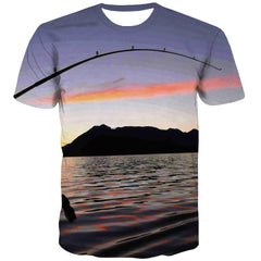 fishing T-shirt Men fish Tshirts Novelty Short Sleeve Full Print Tee Top Male - KYKU