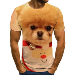 Christmas T-shirt Men New Year Tshirt Printed Animal T-shirts 3d Dog Tshirts Casual