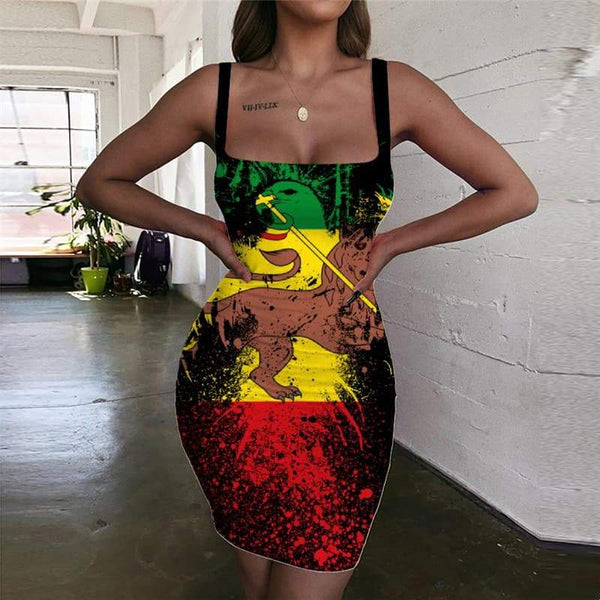 Lion Dress Women Animal Sundress Anime Bodycon Dress Rock Ladies Dresses Colorful Vestido Sexy - KYKU