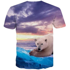 Bear T shirt Men Animal Shirt Print Landscape Tshirts Casual Cloud Anime Clothes