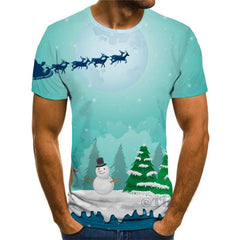 Christmas T shirts Men Santa Claus Tshirts Casual Snowman Shirt Print Deer T-shirts 3d Moon T shirts Funny