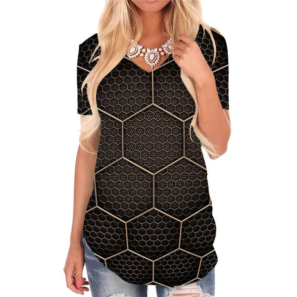 Geometric T Shirt Women Psychedelic Shirt Print Vortex Funny T shirts Honeycomb T-shirts 3d