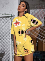 Bee T-shirt Women Animal Funny T shirts Flower Summer Painting Punk Rock
