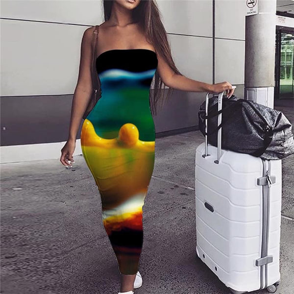 Pigment Dress Women Colorful sleeveless Harajuku Sundress Womens Clothing Summer