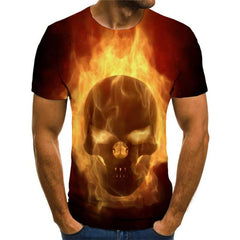 Skull T shirt Men Flame Tshirt Printed Gothic Anime Clothes Funny Shirt Print