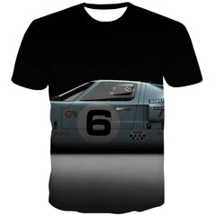Racing Car T shirts Men Metal Tshirt Anime City T-shirts Graphic Gray Tshirt Printed Retro T-shirts 3d