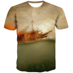 Santa Claus T-shirt Men Sail Funny T shirts Deer Anime Clothes Christmas Shirt Print