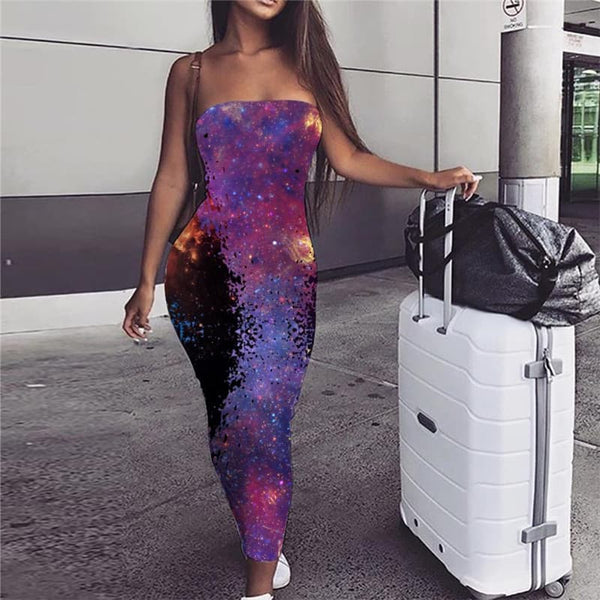 Galaxy Dress Women Space Ladies Dresses Universe 3d Print Novel sleeveless