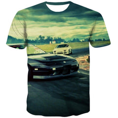 Racing Car T-shirt Men Metal T shirts Funny City T-shirts 3d Gray Tshirt Printed Retro Tshirt Anime