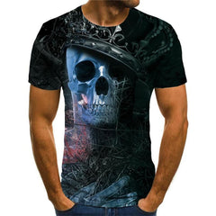 Skull T-shirt Men Skeleton Tshirts Casual Abstract Funny T shirts Gothic Tshirt Printed