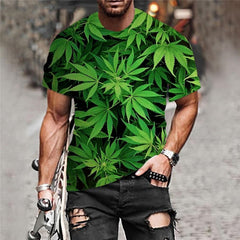 Weeds T-shirt Men Leaves Tshirt Printed Green T-shirts 3d Harajuku Tshirts Casual