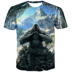 Orangutan T-shirt Men Animal T-shirts 3d Ferocious Tshirts Casual Black Tshirt Printed