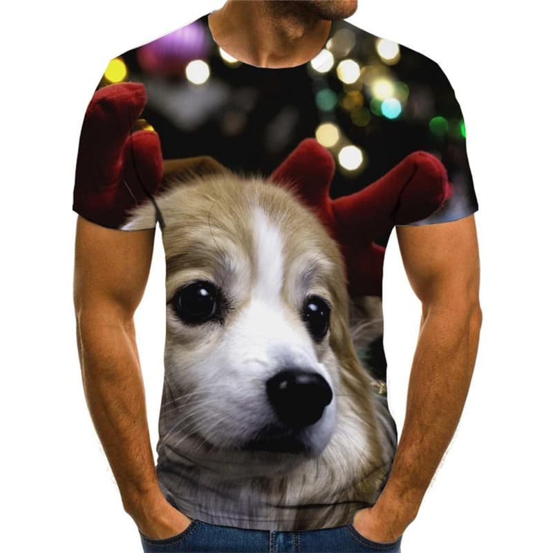 
Dog T shirts Men Animal Tshirts Casual Christmas Tshirts Novelty Harajuku Shirt Print New Year T shirts Funny
                