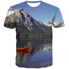 fishing T-shirt Men fish Tshirt Printed lake Tshirts Novelty Short Sleeve - KYKU