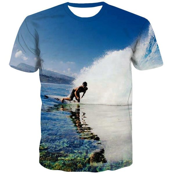 surf T shirts Men The sea T shirts Funny sport Tshirts Cool Cool T-shirts 3d - KYKU