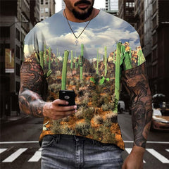 Landscape T shirt Men Cactus Funny T shirts Cloud Tshirt Printed Harajuku Tshirts Casual 3d T Shirts Online kykuclothing