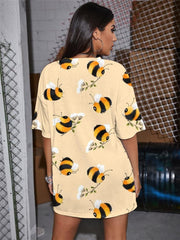 Bee T-shirt Women Animal Punk Rock Flower T-shirts 3d Lovely Funny T shirts