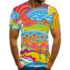 Hippie T shirt Men Waves Tshirts Casual Colorful Funny T shirts Hip Hop Anime Clothes